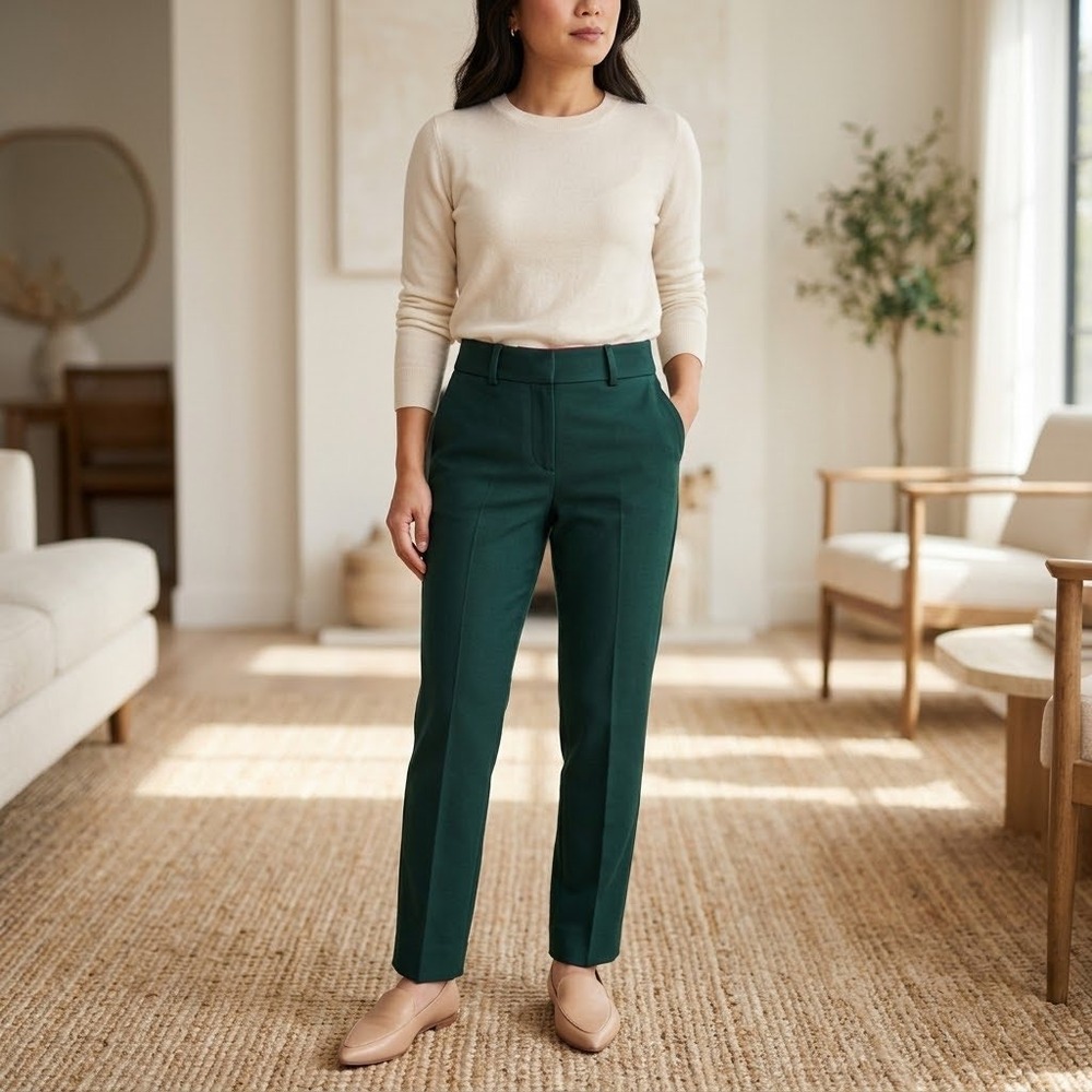 Banana Republic Sloan Fit Slim Ankle Pants Forest Green Petite 0P NWT